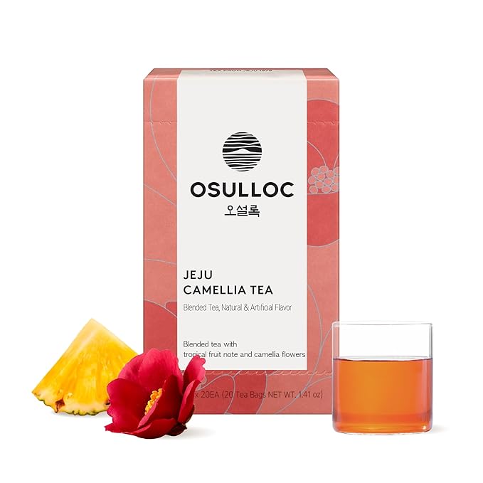 OSULLOC Camellia Flower Tea (Tropical fruity flavors), Fruit tea Blend, Premium Teabags from Jeju Island, 20 count