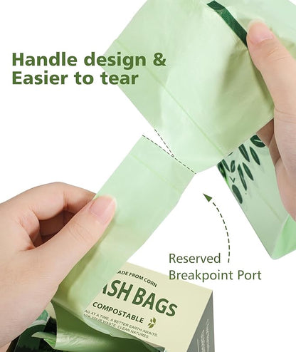 1.6 Gal Small Compost Bags for Countertop Bin with Handle Tie, AYOTEE Composting Bags for Kitchen Compost Bins,100 Pack, 1.2-1.6 Gallon Compost Bin Bag, Small Trash Bag, Odor Control