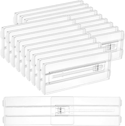 Vtopmart 18 Pack Drawer Dividers for Clothes, 4" High 10.2"-16.6" Adjustable Expandable Dresser Drawer Organizer, Clear Plastic Separators for Dresser, Baby Clothing, Underwear, Cosmetic, Toiletries
