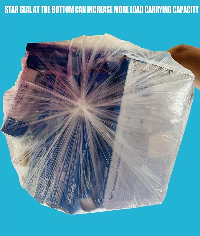 16-18-20-30 Gallon Trash Bags, 250 Count Bulk, Clear Plastic Recycling Bags, Multi-purpose Garbage Bags Can Liners for Business Home Kitchen Commercial and Industrial