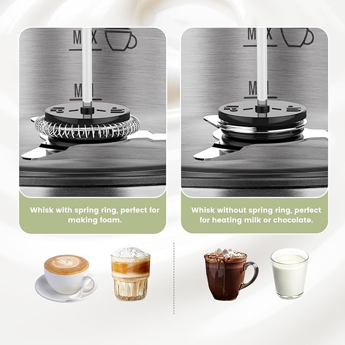 Gevi Hot Chocolate Maker with 5 in 1 Milk Frother and Steamer, Professional Milk Steamer, 17 oz/3.5 oz, Stainless Steel, Hot and Cold Milk Frother for Latte, Macchiato, Cappuccino and Hot Chocolate