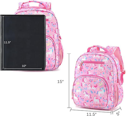 mibasies Girls Backpack 5-8: Lightweight Kids Backpacks for Girls - Girl Bookbag for Elementary School - Flower Unicorn