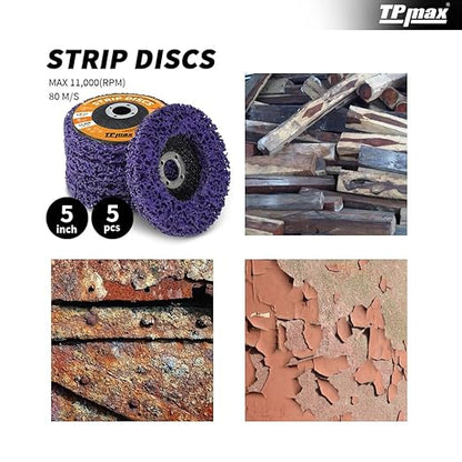 5" x7/8'' Stripping Discs Rust Remover Wheel Remove Paint and Oxidation Poly Strip Wheel Disc Abrasive Angle Grinding Wheel - 5 Pack(Purple)