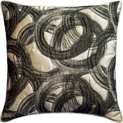 The HomeCentric King/Queen/Twin Black Designer Twin 53"x18" Bed Runner Without Pillow Cover, Circle, Rings, Quilted Bed Scarf on Jacquard Fabric - Circlewise