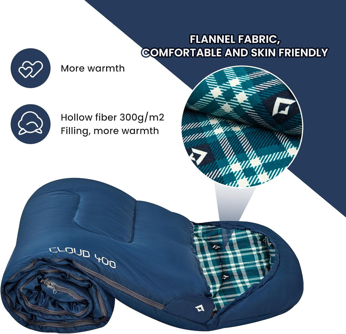 KingCamp Sleeping Bag for Adults, Cold Weather & Warm XL Big and Tall Flannel Sleeping Bags with Compression Sack Portable Waterproof Essentials Gear Accessories for Outdoor Camping