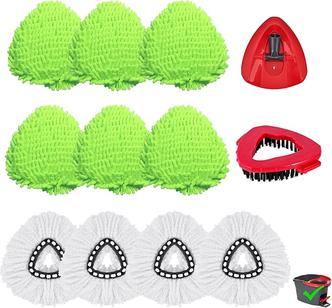 12 Pack Mop Replacement Heads for O-Ceda Mop Replace Head EasyWrin Spin Mop Heads Replacements, Microfiber Spin Mop Refills, Cleaning Mop Head for Living Room and Bath