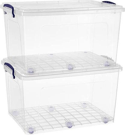 Superio Storage Bins with Lids, Clear Plastic Containers for Organizing, Stackable Totes, BPA Free, Odor Free, Organizer Boxes for Home, and Dorm (2 Pack, 44 Quart)