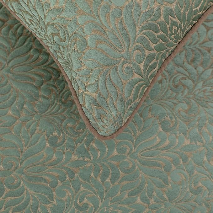 The HomeCentric King/Queen/Twin Blue & Beige Decorative CA King 86"x18" Bed Runner Without Pillow Cover, Damask Bed Scarf on Jacquard Fabric - Arabella