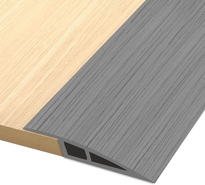 Vinyl Door Threshold Flooring Transition Strip Self Adhesive Carpet Edging Strip for Laminate Doorway Edge Threshold from 3/5" to 4/5" (Light Gray Wood Grain, 6.6 Ft)