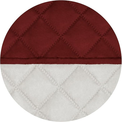 PureFit Reversible Quilted Sofa Cover, Water Resistant Furniture Protector, Washable Couch Cover with Non Slip and Elastic Straps for Kids, Dogs, Pets (Oversized Loveseat, Red/Ivory)