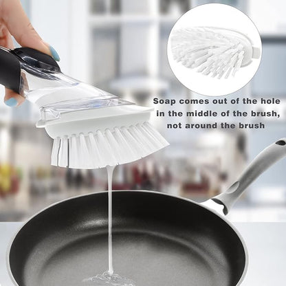 Brush Refills for RIMAY Dish Brush - 4 Pack Dish Brush Cleaning Soap Dispensing Head Replacement for Scrubber (White)