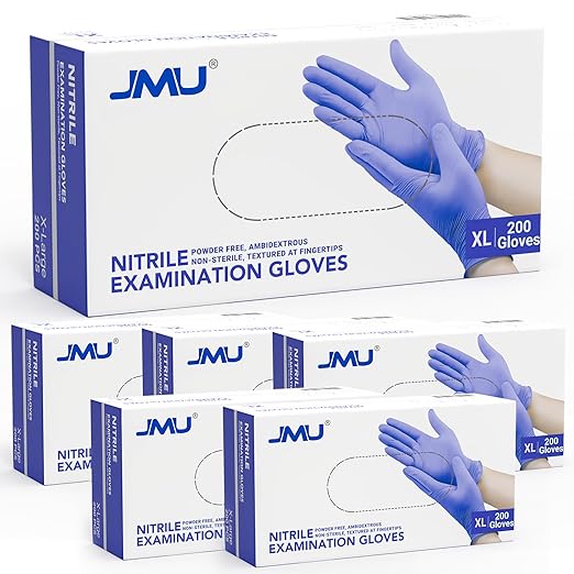 JMU Nitrile Exam Gloves XL Case of 1200, 3.5 Mil, Disposable Gloves Latex Free, Medical & Home Cleaning Gloves