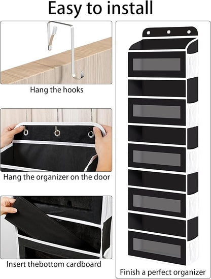 Over The Door Organizer, 5 Shelves Closet Door Hanging Organizer with 10 Mesh Pockets, Nursery Closet Organizer, Baby Essentials, Dorm Room Essentials for Girls
