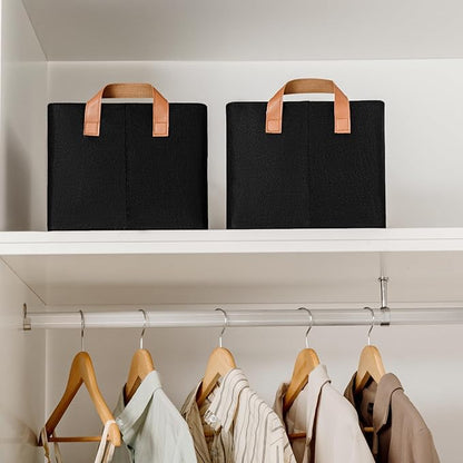 GRANNY SAYS Storage Baskets for Shelves, Closet Organizer Bins, Clothes Storage Bins with Metal Frame, Large Baskets for Organizing and Storage, Collapsible, Black, 2-Pack
