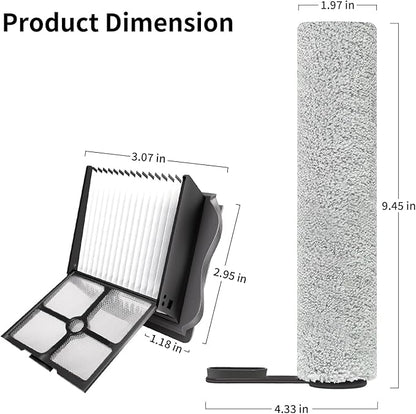 Roller Brush and Filters Replacement Compatible with Tineco Floor ONE S5/Floor One S5 Pro Cordless Vacuum Cleaner,(Not for Other S5 Series Models)3 Brushes Roller,3Filters