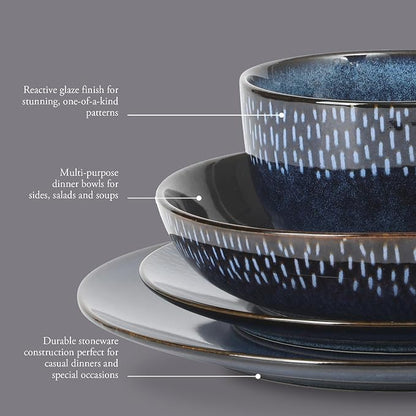 Gibson Elite Matisse 16-Piece Dinnerware Set – Double Bowl Reactive Glaze