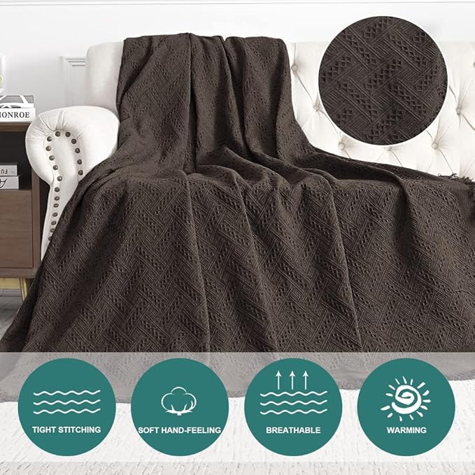 MYSKY HOME Couch Cover Chocolate Sofa Covers for 2 Cushion Couch Geometrical Sectional Couch Cover Living Room Sofa Throws Sofa Slipcovers for Pets, Kids (X-Large, 91" x 118", Chocolate)