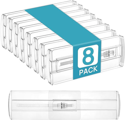 Vtopmart 8 Pack Drawer Dividers for Clothes, 4" High 10.2"-16.6" Adjustable Expandable Dresser Drawer Organizer, Clear Plastic Separators for Dresser, Baby Clothing, Underwear, Cosmetic, Toiletries