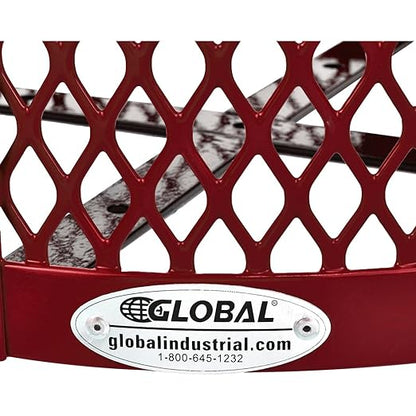 Global Industrial Outdoor Diamond Steel Trash Can with Flat Lid and Plastic Liner, 36 Gallon Capacity, Red, Thermoplastic Coating, 23-1/2" Diameter, 30" H