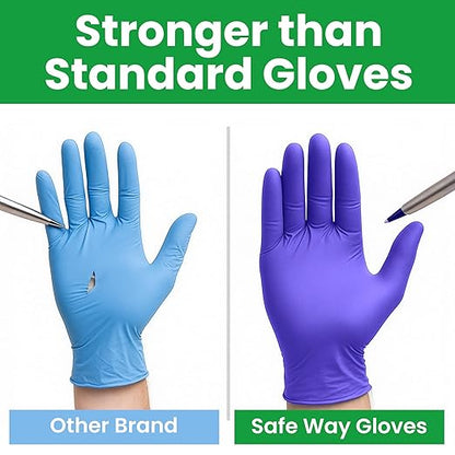 SafeWay Nitrile Disposable Gloves — Multi-Purpose Powder-Free, Non-Latex, Medical Use, and Textured Fingertips for Food Prep, Cleaning, Tattoo, Nursing, Lab, Examination, & More — (8000pcs, X-Large)