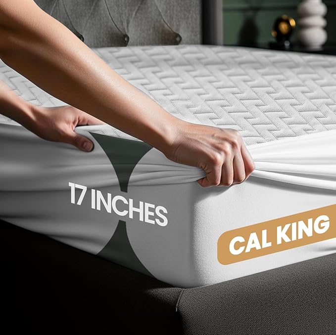 Utopia Bedding Waterproof Mattress Protector California King Size, Premium 3D Air Soft Fabric Mattress Cover, Fits 17 Inches Deep, Breathable, Fitted Style with Stretchable Pockets