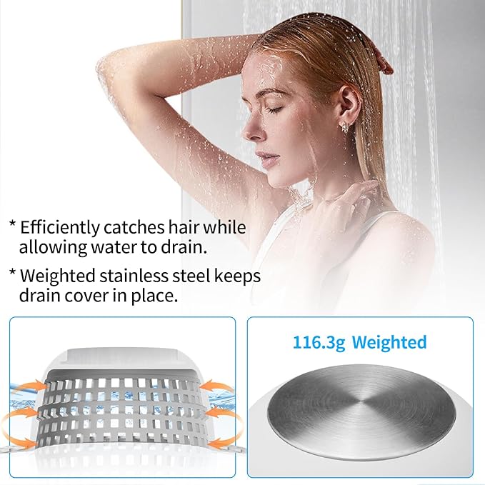 Shower Drain Hair Catcher, Bathtub Drain Cover Foldable Silicone Shower & Tub Protector for Pop-Up & Regular Drains