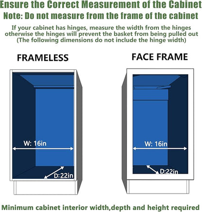 LOVMOR Pull Out Cabinet Organizer 15½" W x 21½" D, Kitchen Cabinet Pull Out Shelves Slide Out Storage