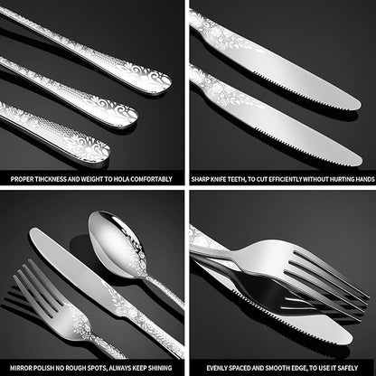 40 Piece Silverware Set, Stainless Steel Flatware Cutlery Set Service