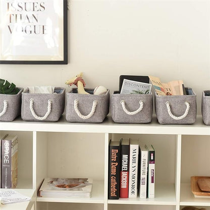 TcaFmac Basket for Organizing Cube Stgorage Bin - Small 6 Pack Fabric Storage Cubes Collapsible Baskets for Shelves with Rope, Bins for Organization Toy(Grey 12x8x5.2 inch)