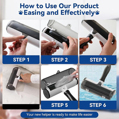 Belife Pet Hair Remover Roller Reusable Lint Roller for Dog and Cat Hair, Multi-Surface Pet Hair Removal Tool for Couch, Furniture, Carpet, Clothes, Bedding (Black)