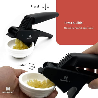 XPress | All-In-One Garlic Press Easy to Use & Clean, Effortlessly Squeeze Garlic Mincer, Durable Nylon Plastic Garlic Crusher, No Peel Needed & No Smelly Fingers