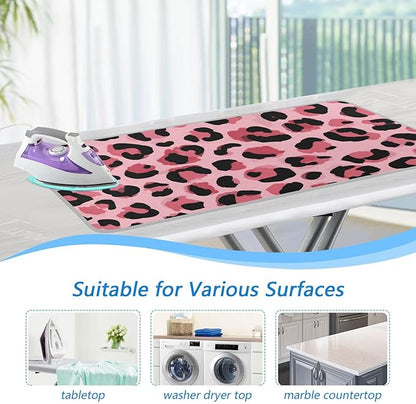 Light Leopard Print Pattern Ironing Mat for Table top Portable Ironing Pad Blanket for Washer Dryer Countertop Travel