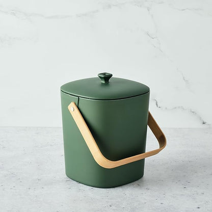 Bamboozle Countertop Compost Bin Kitchen | 1 Gallon | Odorless Composting Bin with Filters | Indoor Compost Bin with Lid | Plant Based Kitchen Composter for Food Scraps & Waste Recycling | Forest