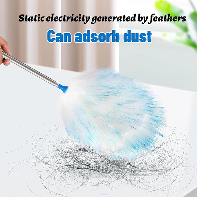 5PCS Extendable Lambswool Duster with 35-55 Inch Adjustable Aluminum Handle,Feather Duster Static Electricity Dust Adsorption, Reusable Cleaning Tool for Home, Car, Office, Ceiling, Furniture