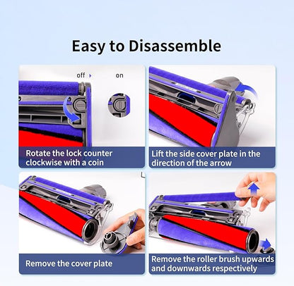 5 Pack Soft Roller Brush Replacement Kit Compatible with Dyson V10,V11,SV12,SV14 Soft Roller Cleaner Head,Vacuum Attachment Replacement Parts for Home Cleaning,1 Clean brush 1 Screwdriver