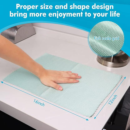Easy Clean Fish Scale Nanoscale Dish Cloths,Streak Free Miracle Microfiber Cleaning Cloths for Kitchen,Counter,Washing Dish,Window,Mirror,Glass Lint Free Polishing Rag,All-Purpose,Reusable,Pack of 24