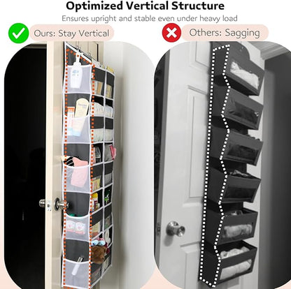 2 Pack Over the Door Organizer 5 Tiers, Extra Large Behind Door Storage of 10 Compartments, 80 lbs Weight Capacity Over Door Organizer, Door Hanging Organizer for Closet, Diaper Organizer,Room storage