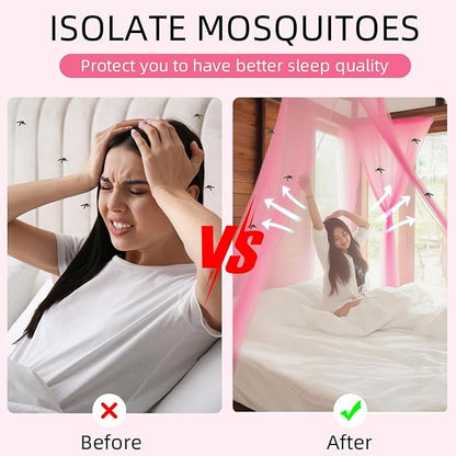 4 Corners Mosquito Net for Mosquiteros para Camas Bed Canopies Netting Bed Drapes Rectangular Mosquito Mesh for Camping Home Outdoor Travel(Pink,L75 X W47 X H59 Inch,Opening)