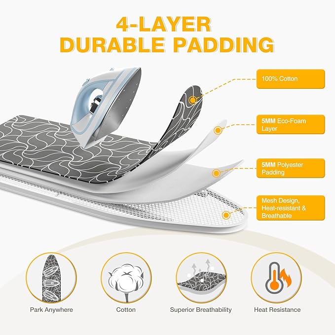 APEXCHASER Tabletop Ironing Board, Folding Legs Iron Board with Mesh Metal Base,Space Saving Portable Small Ironing Board with Non-Slip Feet,12x38 Grey