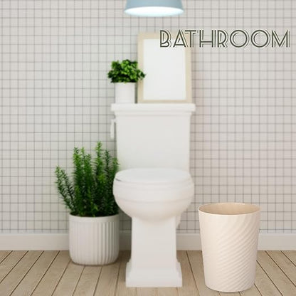 UUJOLY Plastic Small Trash Can Wastebasket, Garbage Container Basket for Bathrooms, Laundry Room, Kitchens, Offices, Kids Rooms, Dorms, (Beige, 1.8 Gallon)