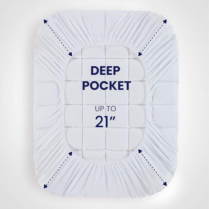 SLEEP ZONE Cotton Mattress Pad California King, Super Soft Pillow Top Mattress Topper, Thick Fluffy Mattress Cover Deep Pocket 8-21 inches, Cal King