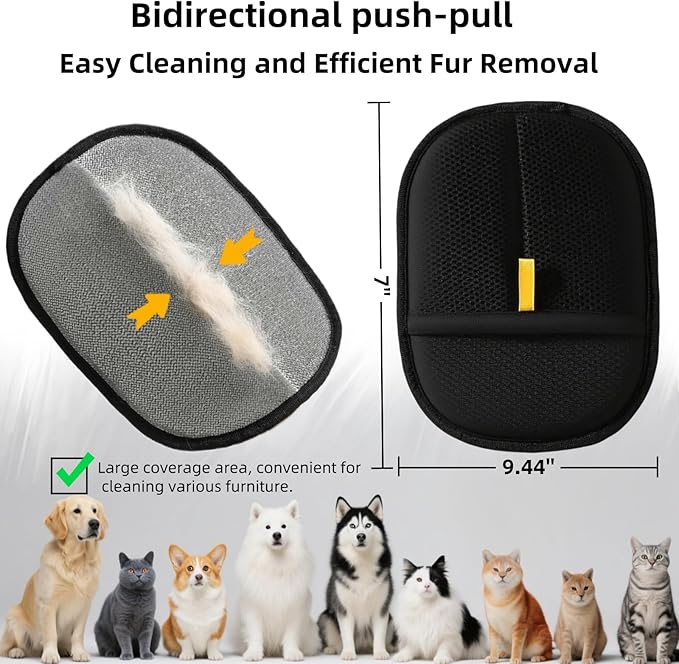 3Pcs Electrostatic Pet Hair Removal Gloves for Cats&Dogs,2025 New Upgraded Reusable Quick De-Shedding Grooming Gloves, Animal Fur Remover Tool for Couch,Carpet,Furniture,Car Seat,Clothing,Curtain