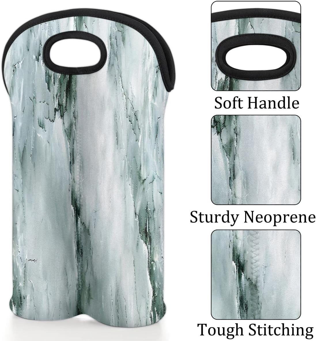 Wine Carrier Tote Personalized Bag for 2 Bottles - Neoprene Wine Bottle Holder with Carry Handle, Wine Protective Bag Insulated Bag Beer Cans Water Bottle Holder for Travel Picnic,Style20