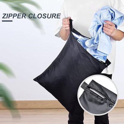 OTraki 2 Pack Laundry Bags 16x20 inch Wet Dry Bag for Swimsuit and Towels Medium Travel Dirty Clothes Bag Machine Washable Laundry Sack for Gym Beach Swimming Workout Yoga Black