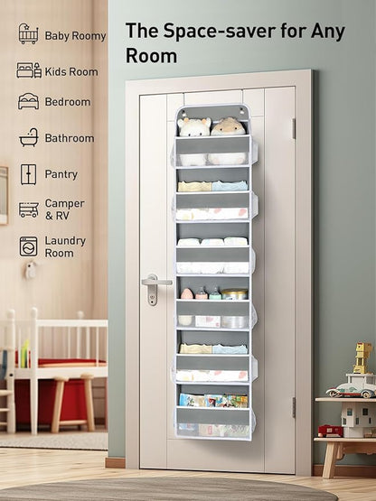 Yecaye 2 Pack Over The Door Organizer, 6-Tier Closet Door Hanging Organizer with 12 Mesh Pockets, Bathroom Organizers and Storage, Ultra Sturdy Large Capacity Over Door Storage Newborn Baby Essentials
