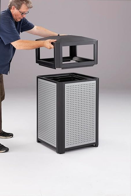 Safco Evos Steel Trash Can, 15 Gallons, Indoor and Outdoor Use, Commercial Garbage Can with Plastic Liner