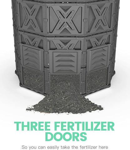 Large Compost Bin - 190 Gallon (720 L) Garden Composter with Better Aeration System, Easy Assembling/BPA Free/Sturdy/Outdoor Compost Tumbler