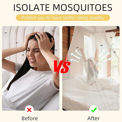 4 Corners Mosquito Net for Mosquiteros para Camas Bed Canopies Netting Bed Drapes Rectangular Mosquito Mesh for Camping Home Outdoor Travel(White,L87 X W79 X H79 Inch,Opening)