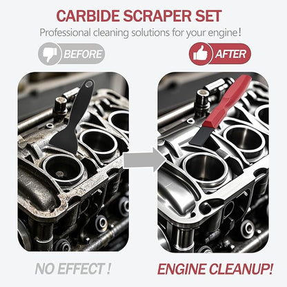 2PC Carbide Scraper, 1-1/4-Inch and 5/8-Inch Super Carbide Gasket Scraper with Storage Case for Metal and Automotive Cleaning (Red)