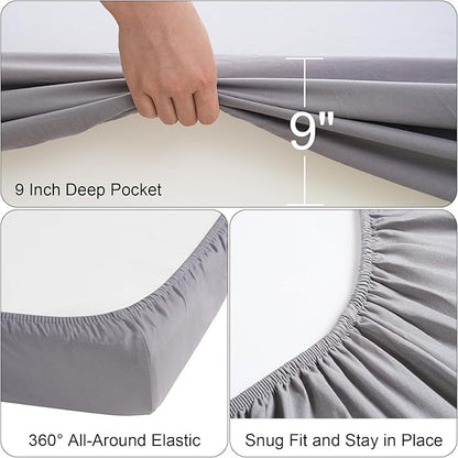 Cot Sheets 31" x 75", 2 Pack Cot Fitted Sheet for Narrow Twin/RVs Bunk/Camper Bunk/Guest Beds/Army Cots/Trifold Mattress/Travel Size Mattress, Shrinkage & Stain Resistant Cot Size Cover, Gray